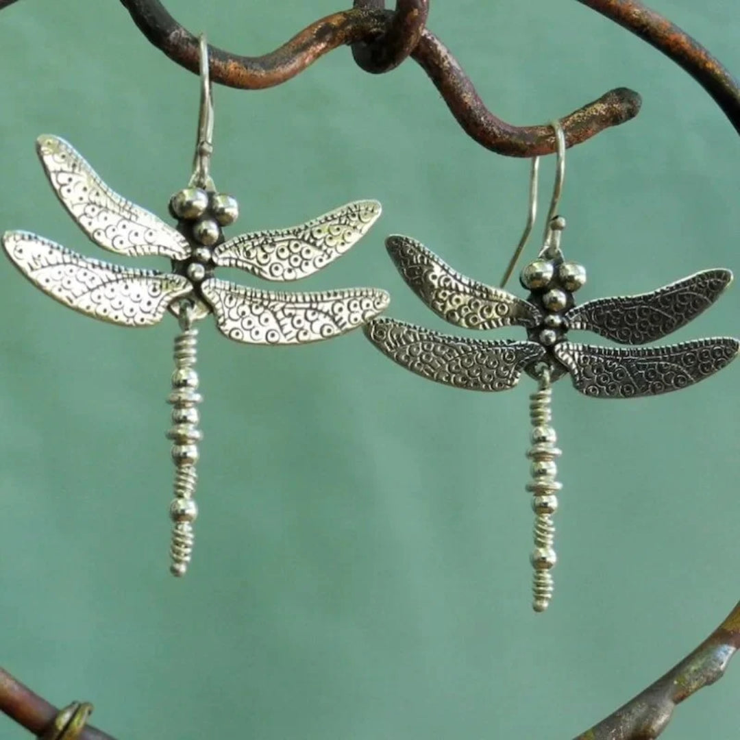 Boucles d'oreilles vintage en argent sterling Libellule