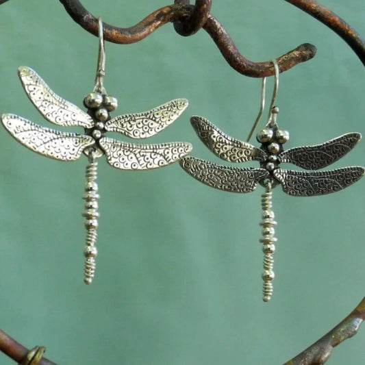 Boucles d'oreilles vintage en argent sterling Libellule