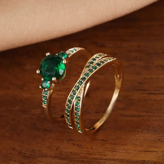 Bague élégante en or vert