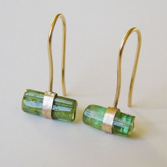 Boucles d'oreilles vintage Grüner Stein Gold