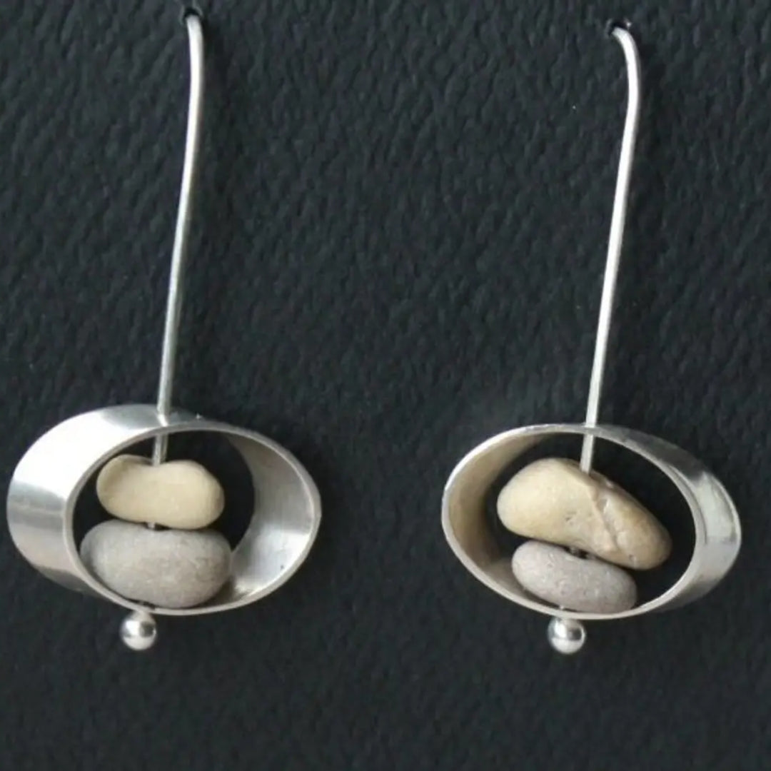 Boucles d'oreilles vintage en pierre et en argent