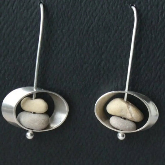 Boucles d'oreilles vintage en pierre et en argent