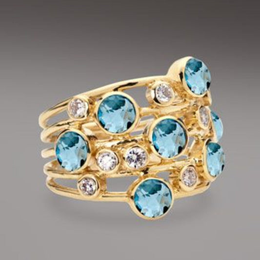 Bague vintage en zirconium doré avec pierre en placement