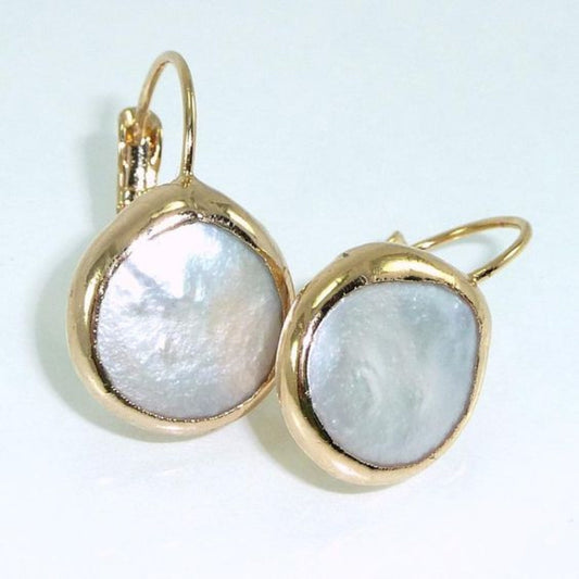 Boucles d'oreilles vintage en pierre blanche et or