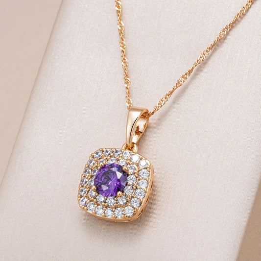 Collier brillant violet élégant en or