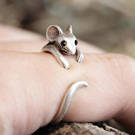 Bague Ajustable en Argent Design Souris