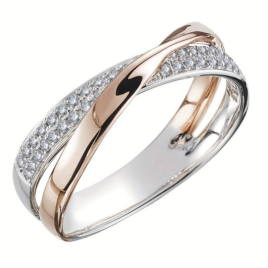 Bague élégante courbée avec pierre de strass
