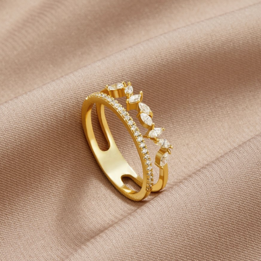Bague en zirconium double couche en or