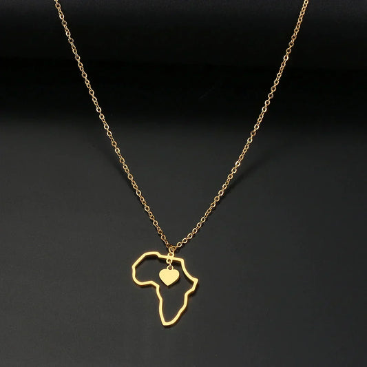 Collier avec cœur du continent en or