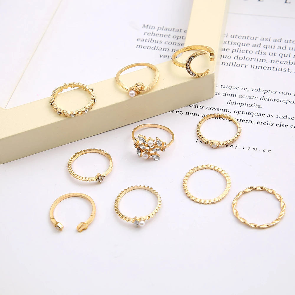 Lot de 10 bagues tchèques en argent et plaquées or
