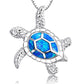 Collier de tortue de mer en opale bleue