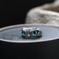 Bague Argent Opale Ajustable Chouette Porte-Bonheur