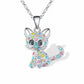 Collier en argent avec chaton bébé et zircons colorés