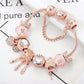 Charmant Bracelet Attrape-rêves Rose avec Breloques Argentées Incluses