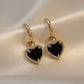 Boucles d'oreilles en forme de cœur noires en or