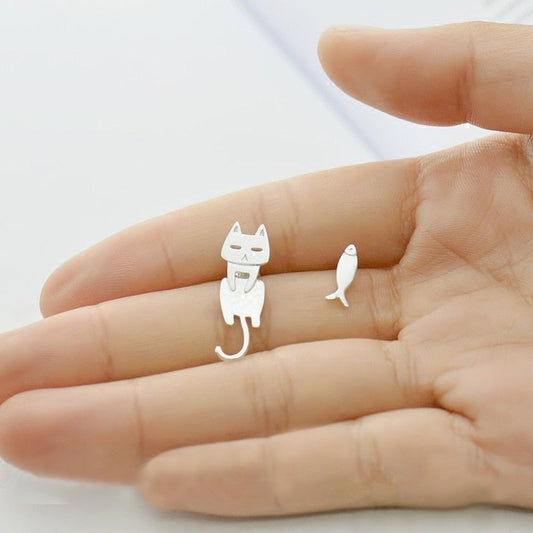 Boucles d'oreilles chatons escalade en argent