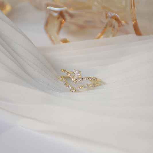 Bague en zirconium réglable en or