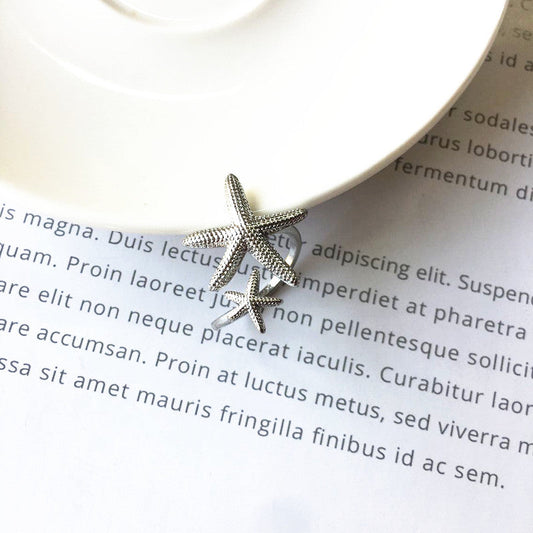 Bague étoile de mer réglable en argent et en or