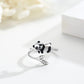 Adorable Bague Ajustable en Argent Sterling 925 avec Motif de Panda