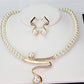 Collier de perles naturelles + ensemble de boucles d'oreilles