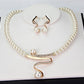 Collier de perles naturelles + ensemble de boucles d'oreilles