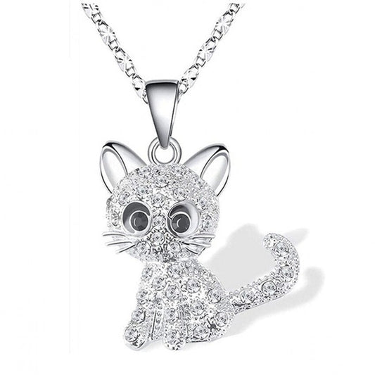 Collier en argent avec chaton bébé et zircons colorés