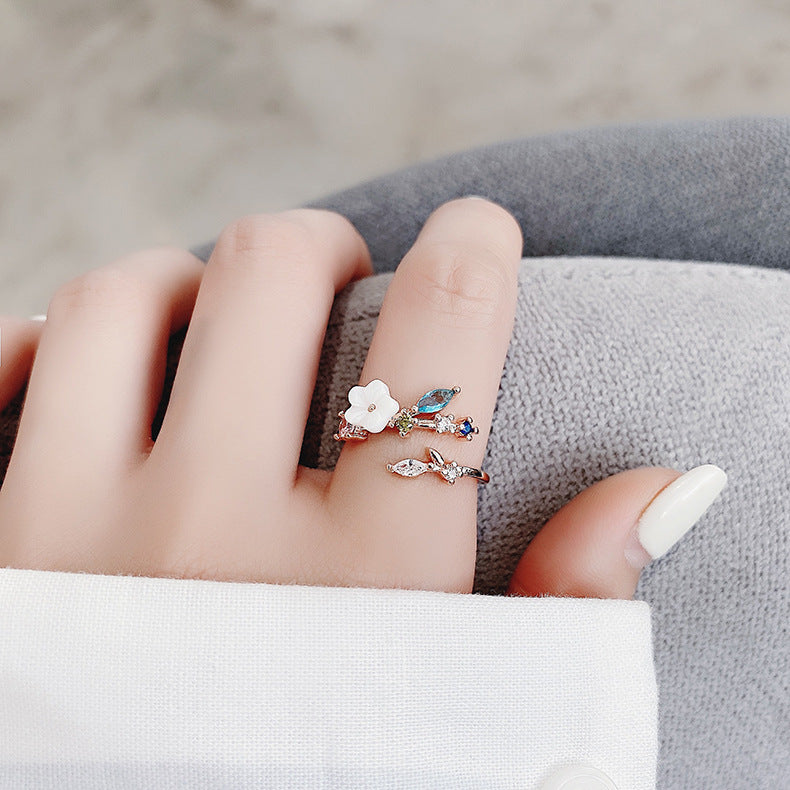 Bague réglable Wildflower avec pierres précieuses en or