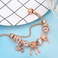 Charmant Bracelet Attrape-rêves Rose avec Breloques Argentées Incluses