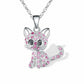 Collier en argent avec chaton bébé et zircons colorés