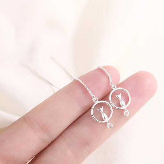 Boucles d'oreilles avec chaton suspendu