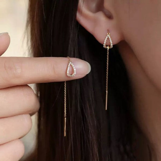 Boucle d'oreilles pendentif goutte d'eau brillante en or