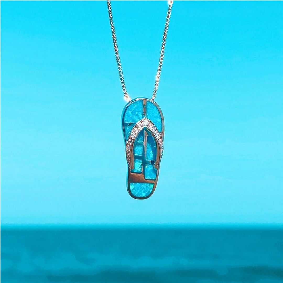 Collier à chaînette Flip Flop en opale et en argent