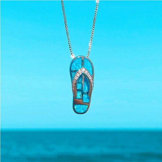 Collier à chaînette Flip Flop en opale et en argent