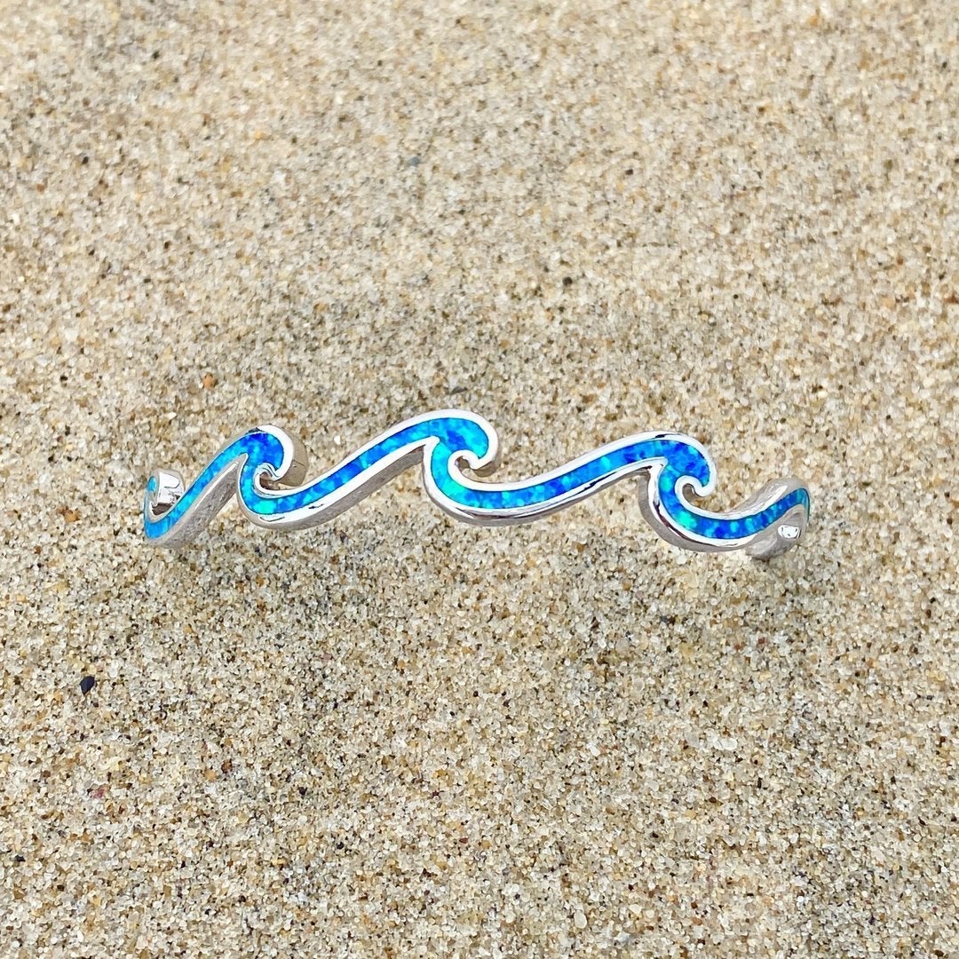 Éblouissant Bracelet Triple Vague en Opale et Argent Sterling