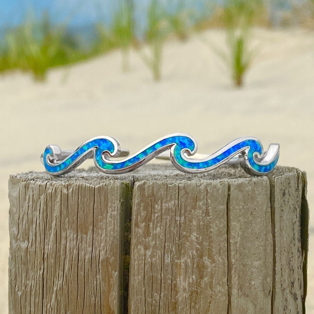 Éblouissant Bracelet Triple Vague en Opale et Argent Sterling