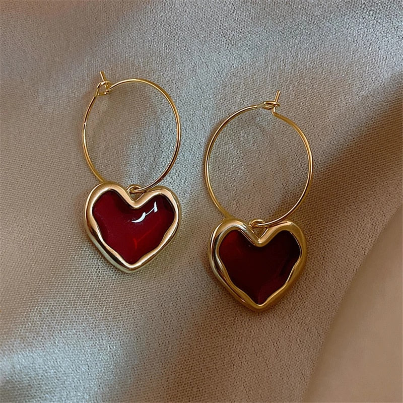 Boucles d'oreilles en forme de cœur en or