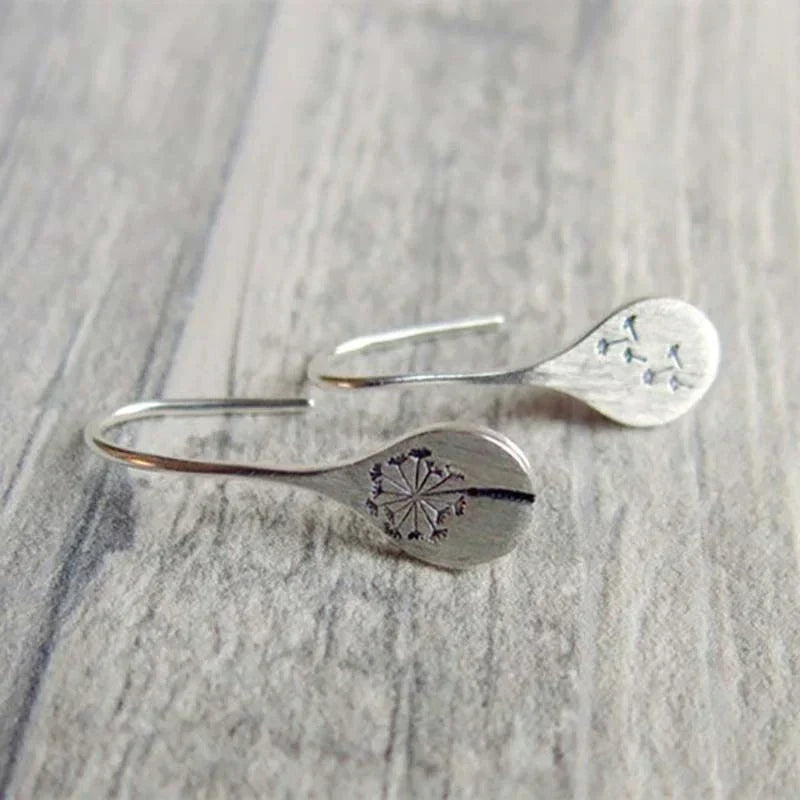 Boucles d'oreilles feuille de pissenlit en argent 925