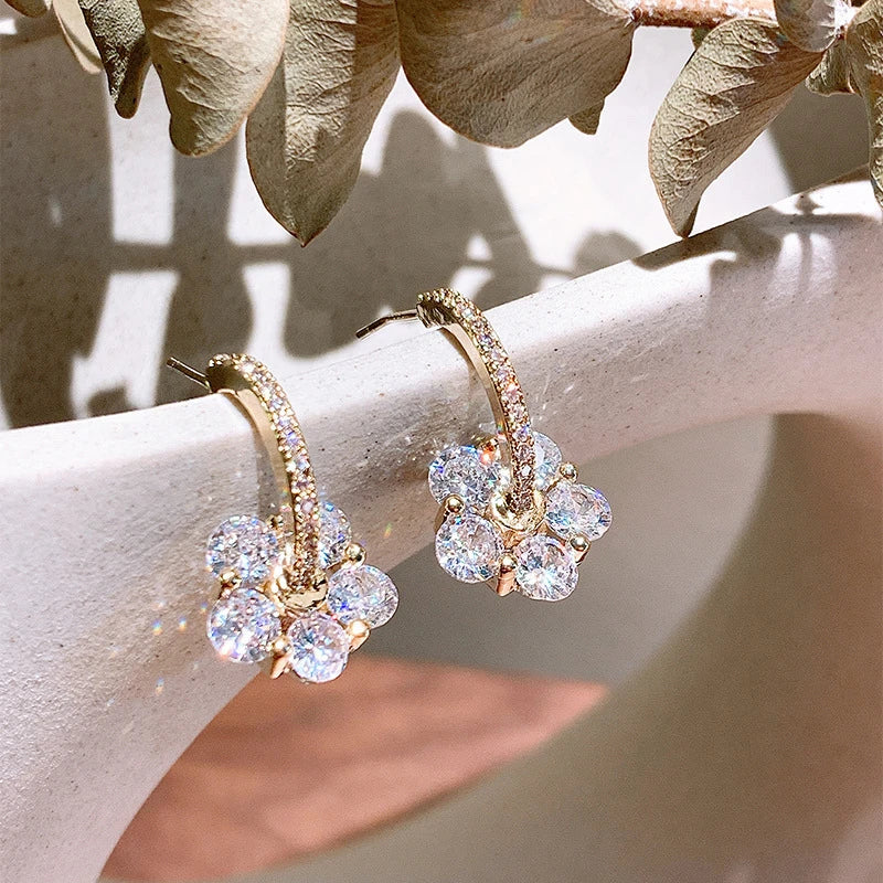 Boucles d'oreilles en cristal en or
