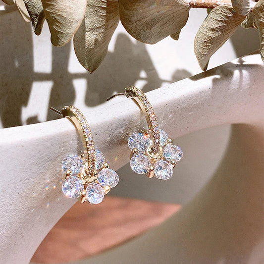 Boucles d'oreilles en cristal en or
