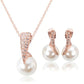 Élégant Ensemble Collier et Boucles d'Oreilles avec Perles en Or Rose
