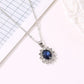 Éblouissant Ensemble de Collier et Boucles d'Oreilles en Argent avec Saphir et Zircon