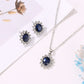 Éblouissant Ensemble de Collier et Boucles d'Oreilles en Argent avec Saphir et Zircon