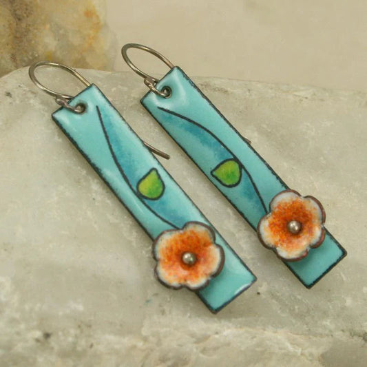 Boucles d'oreilles en email floral