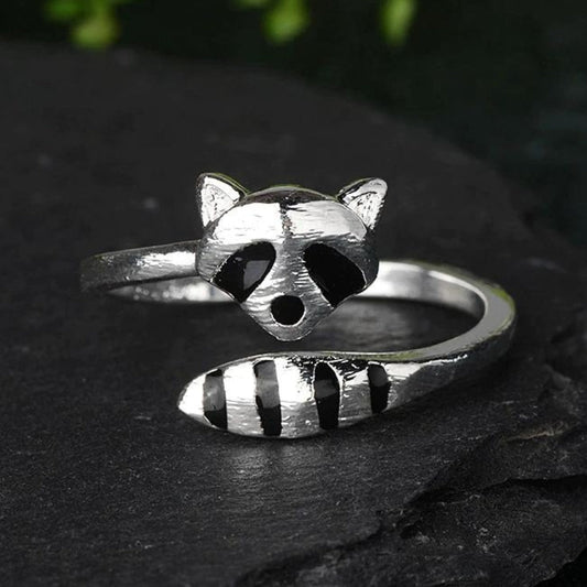 Bague de raton laveur réglable en argent sterling 925