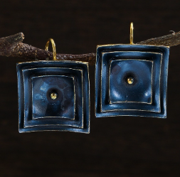Boucles d'oreilles vintage carrées bleues