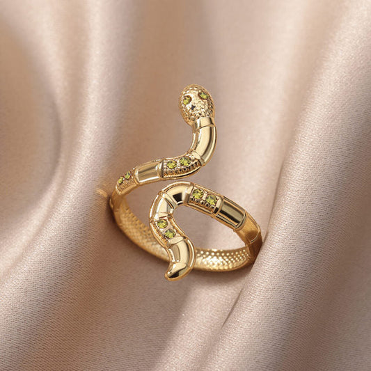 Bague Serpent Ajustable ornée de Zircons Étincelants