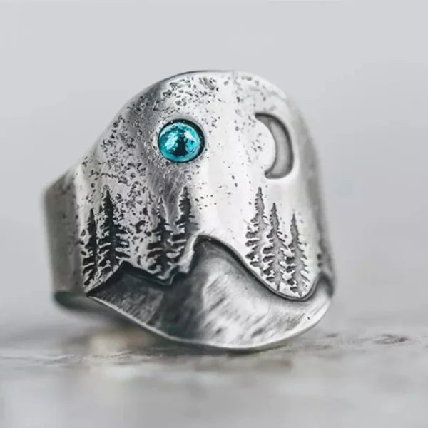 Bague de lune bleue forêt