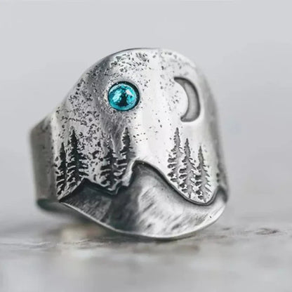 Bague de lune bleue forêt