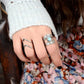 Bague ajourée en vert turquoise
