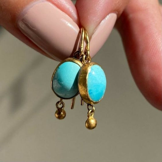 Boucles d'oreilles vintage Blau Stein dorées